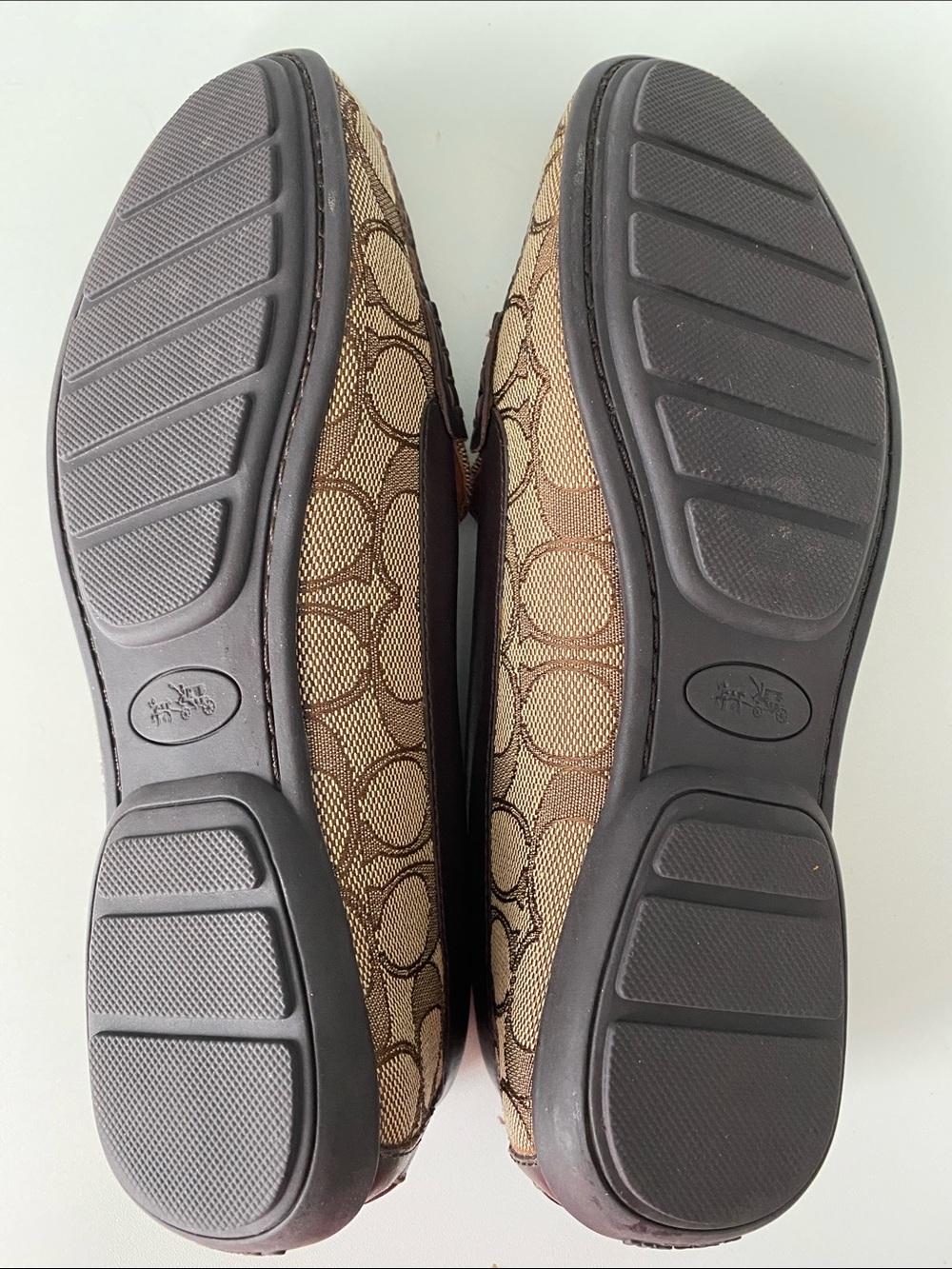 Coach Brown Signature Canvas Penny Loafers with Dark Brown Leather Trim - Picture 7 of 9
